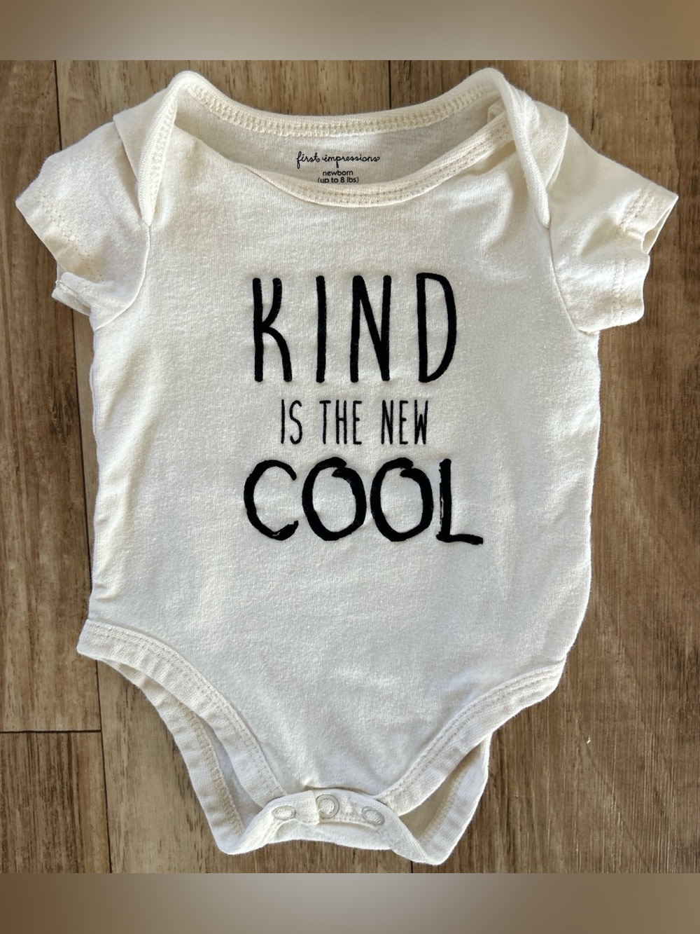 First Impressions “Kind is the new cool”newborn baby onesie bodysuit